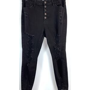 Rue Plus Black Distressed Button-down Women's Jeans